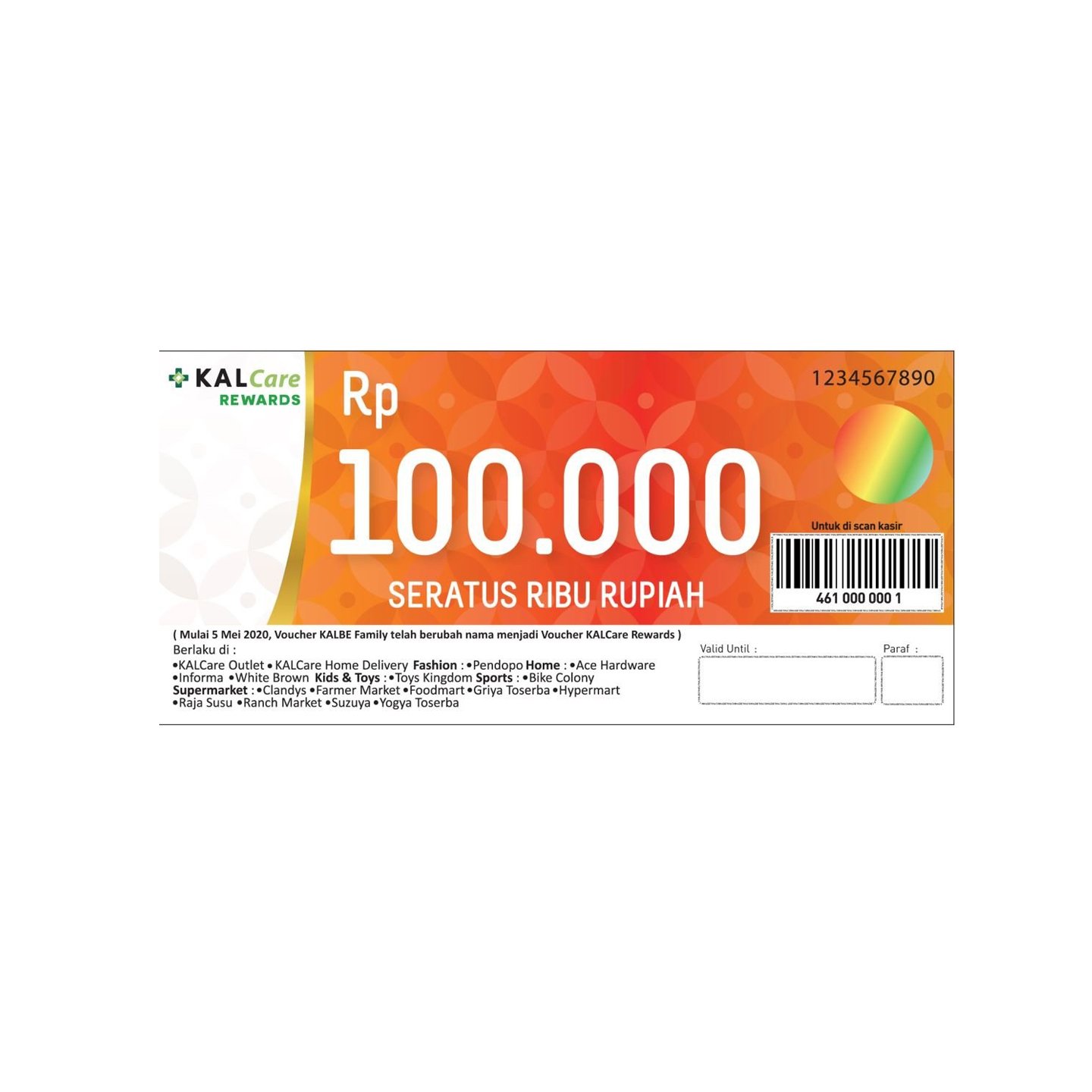 VOUCHER KALCARE REWARDS RP. 100.000